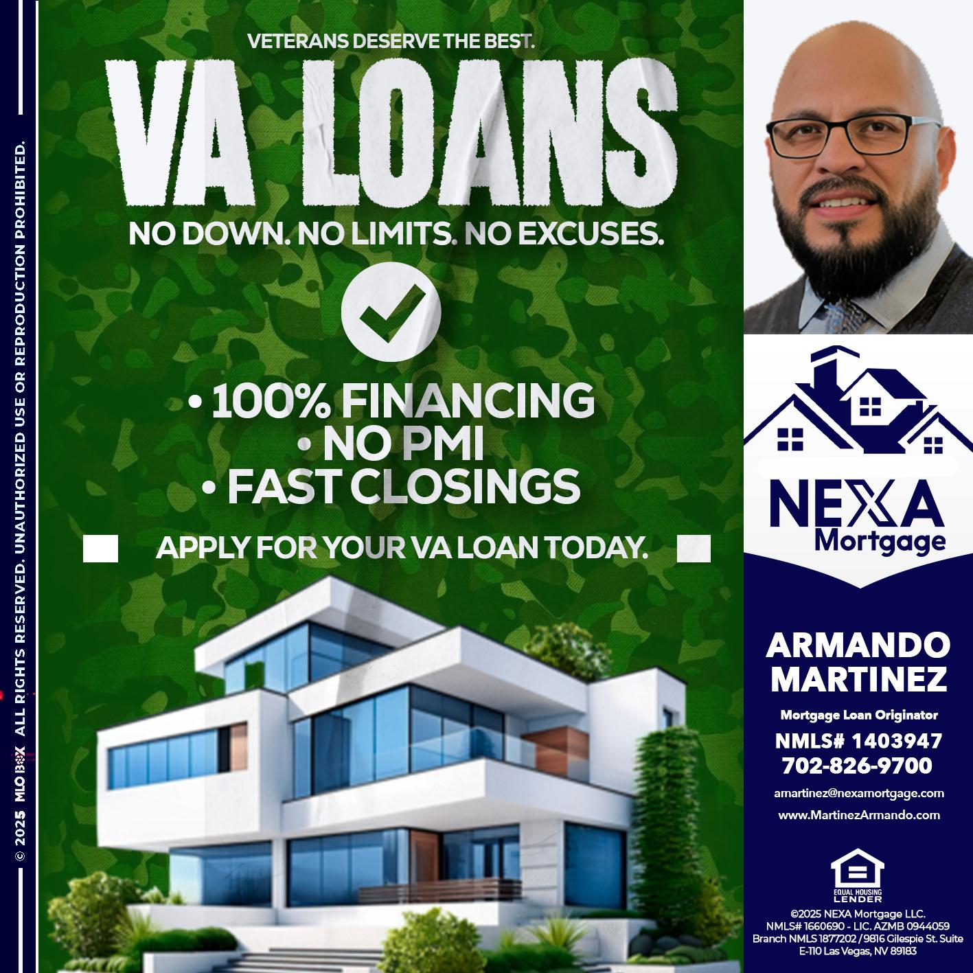 VA LOANS - Armando Martinez -Mortgage Loan Originator