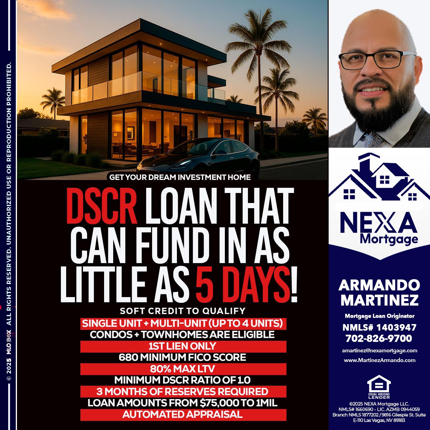 DSCR LOAN - Armando Martinez -Mortgage Loan Originator