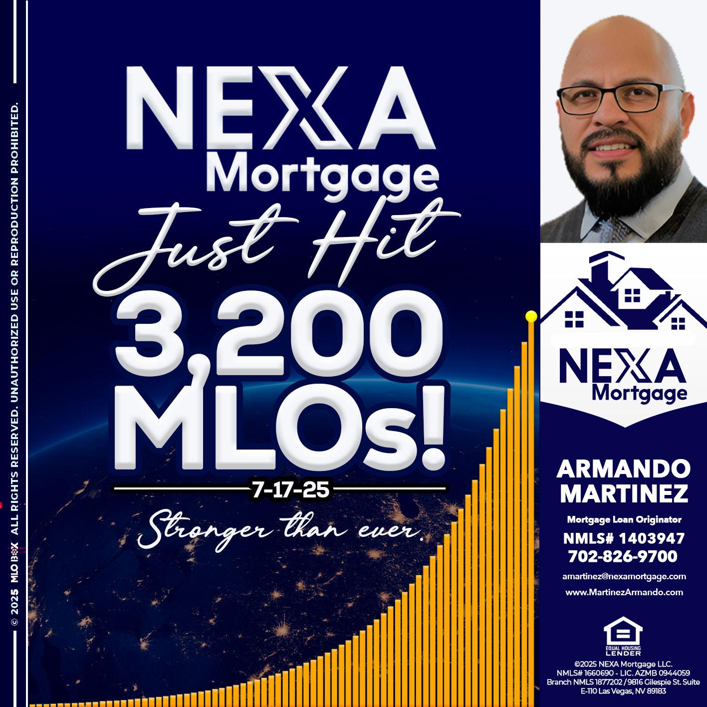 JUST HIT 3,200 MLOs - Armando Martinez -Mortgage Loan Originator