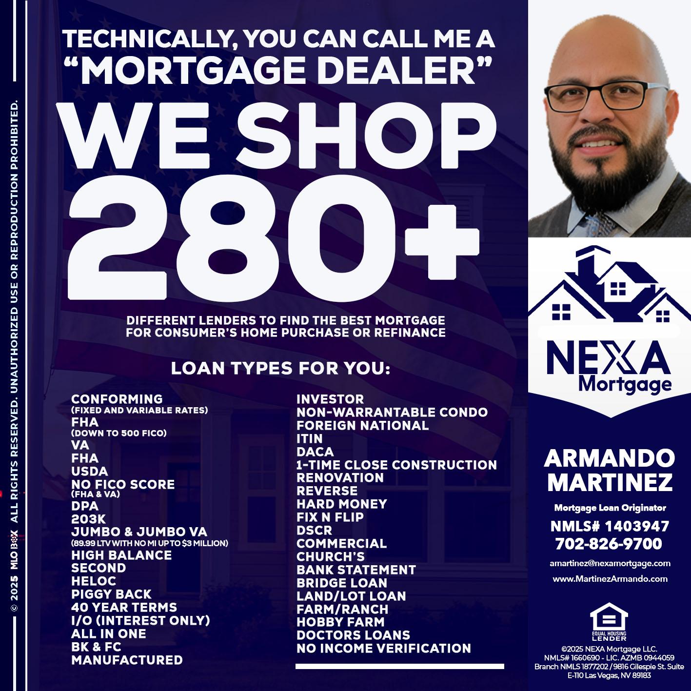 WE SHOP 280 + - Armando Martinez -Mortgage Loan Originator