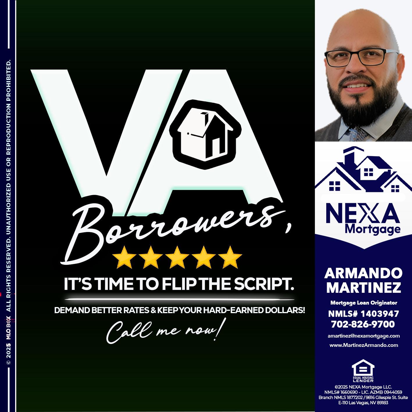VA BORROWERS - Armando Martinez -Mortgage Loan Originator