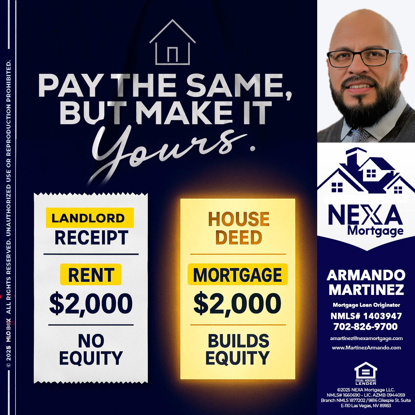pay the same - Armando Martinez -Mortgage Loan Originator