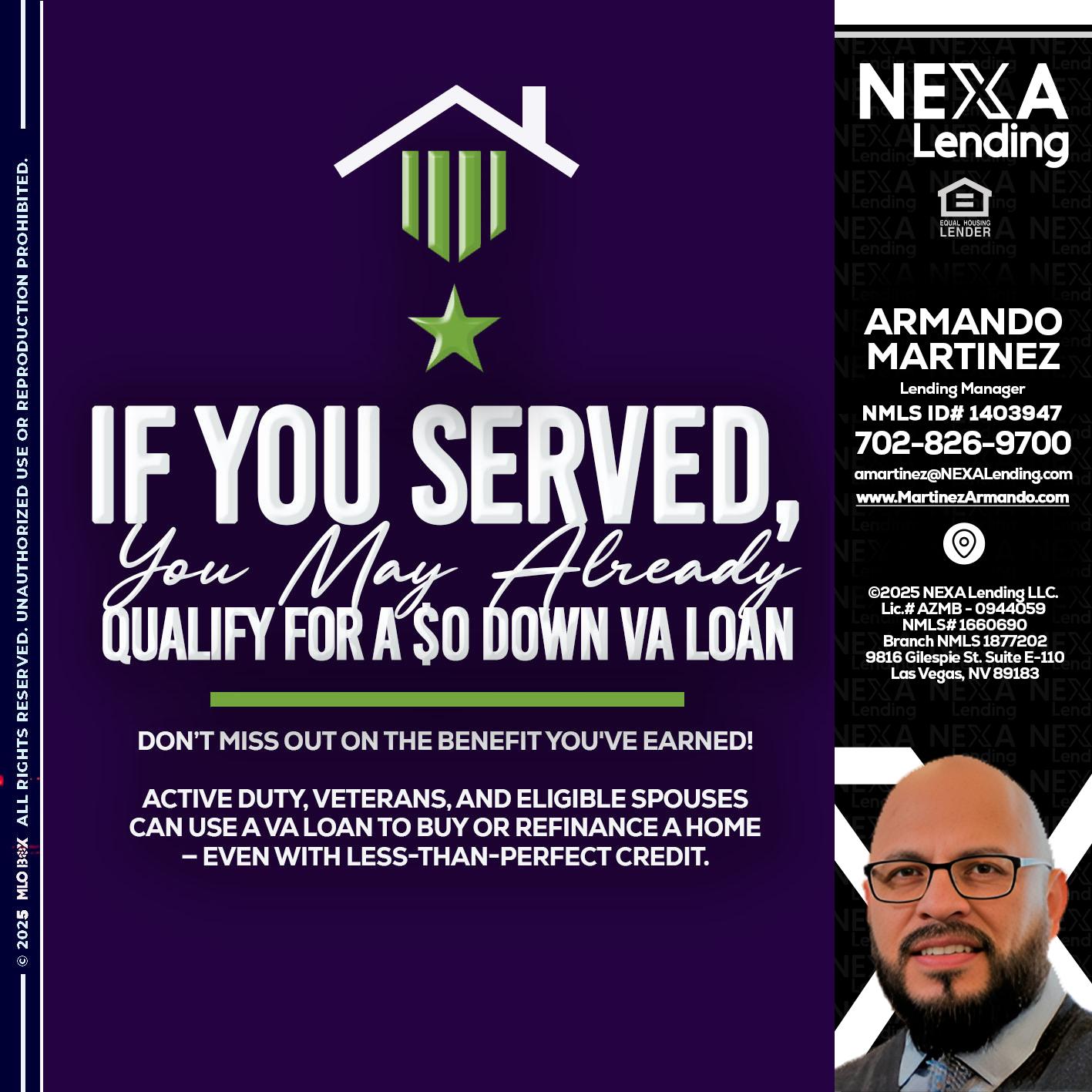IF YOU SERVED - Armando Martinez -Mortgage Loan Originator