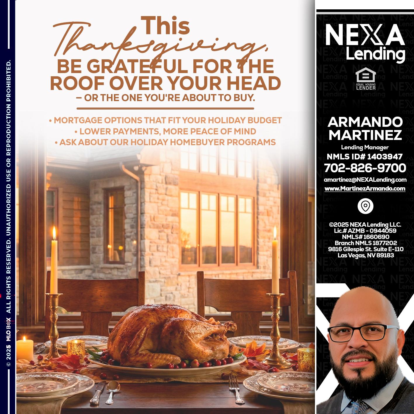 THIS THANKSGIVING - Armando Martinez -Mortgage Loan Originator