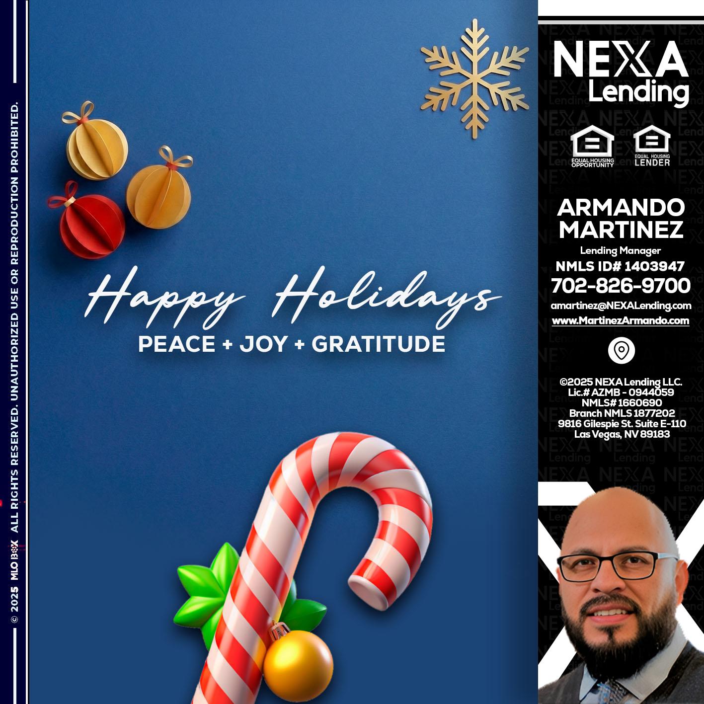 HAPPY HOLIDAYS - Armando Martinez -Mortgage Loan Originator