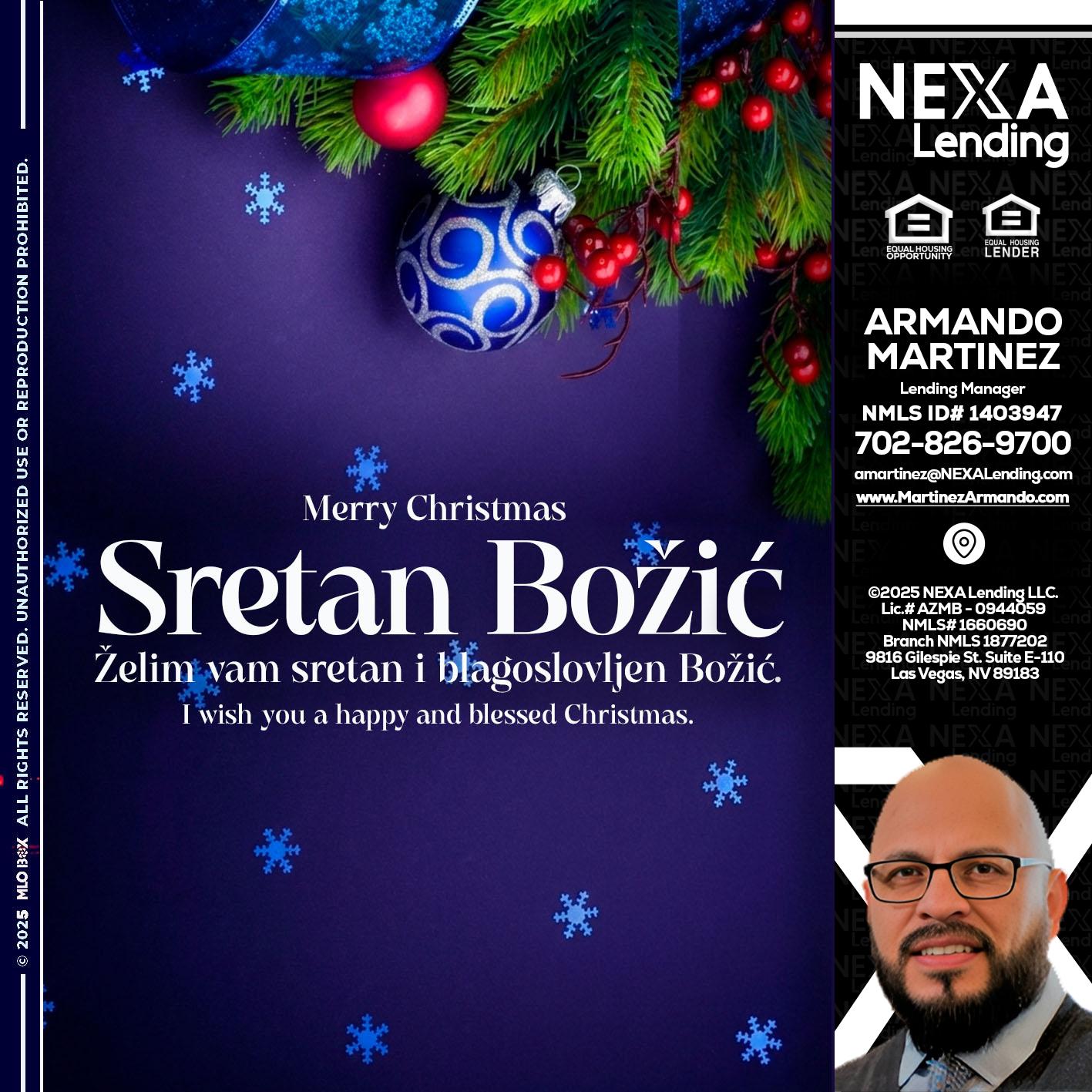 Sretan Božić - Armando Martinez -Mortgage Loan Originator
