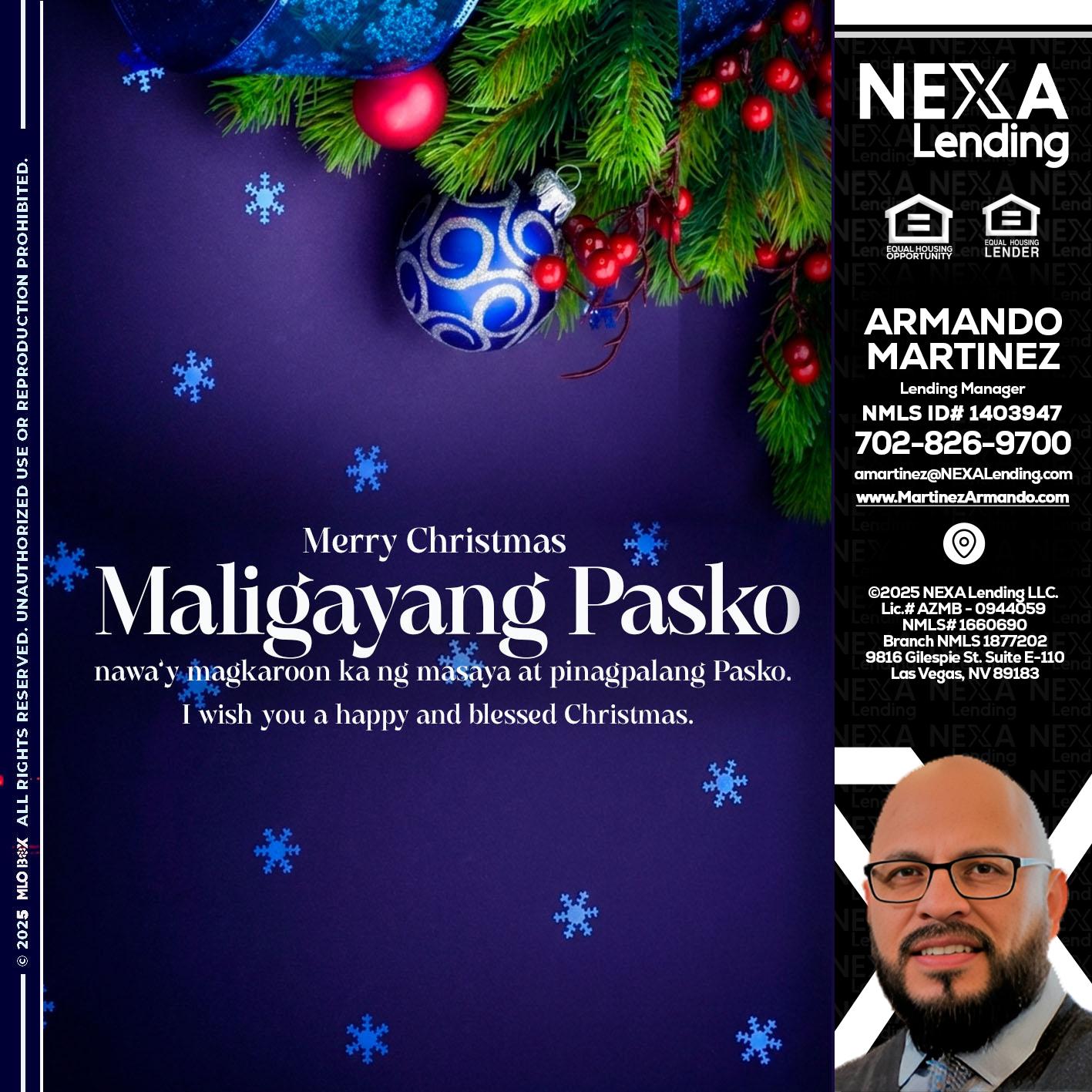 Maligayang Pasko - Armando Martinez -Mortgage Loan Originator