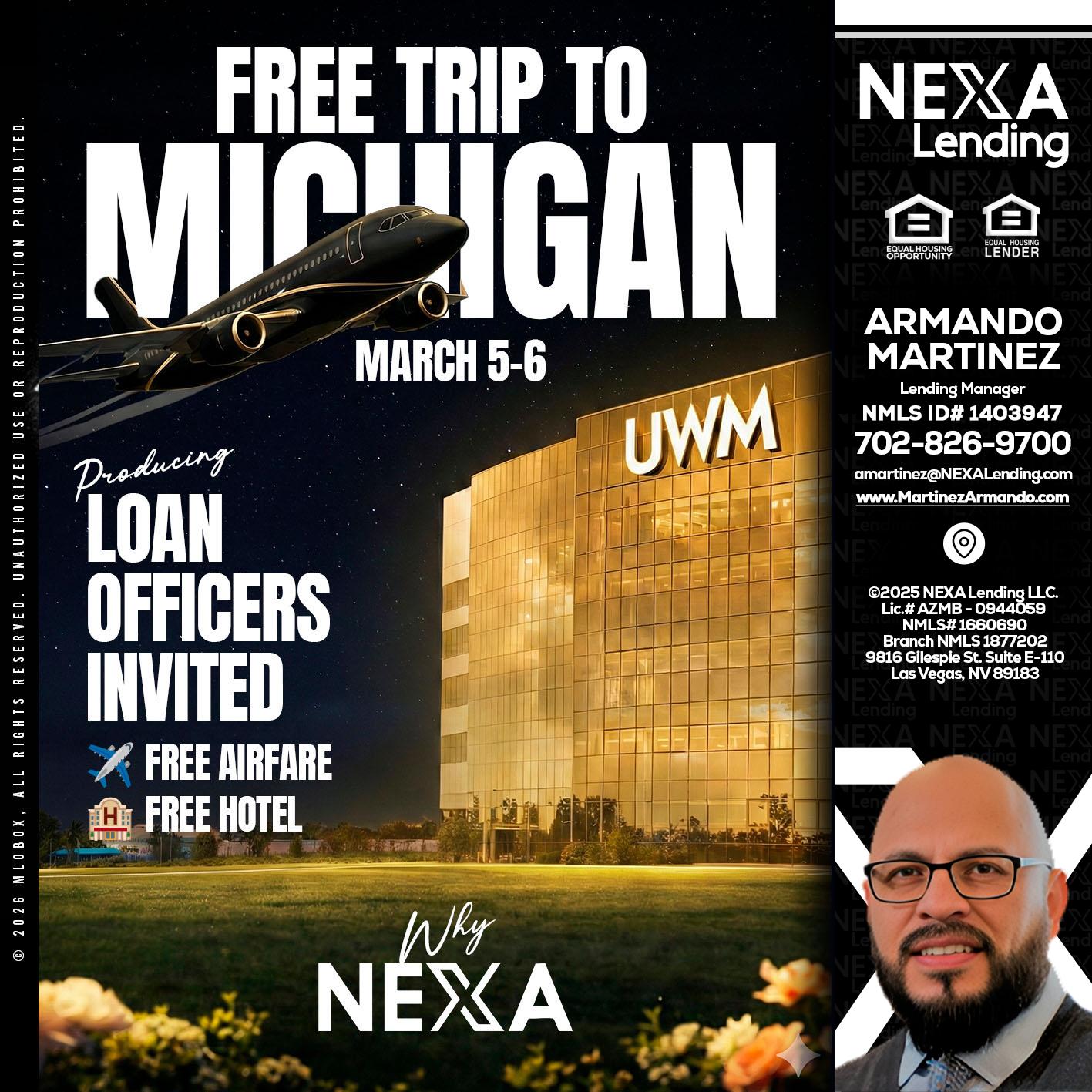 free Michigan trip - Armando Martinez -Mortgage Loan Originator