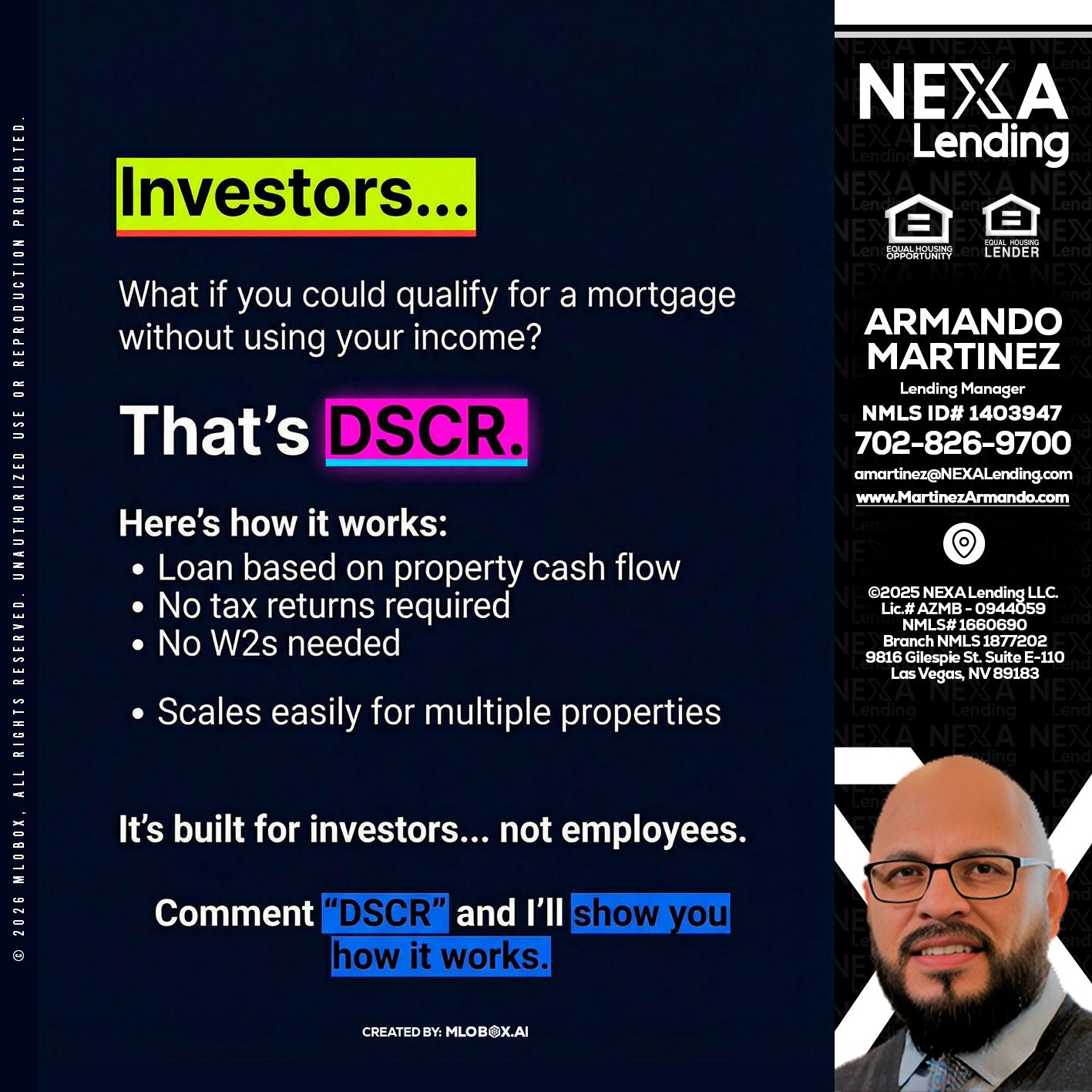 INVESTORS - Armando Martinez -Mortgage Loan Originator
