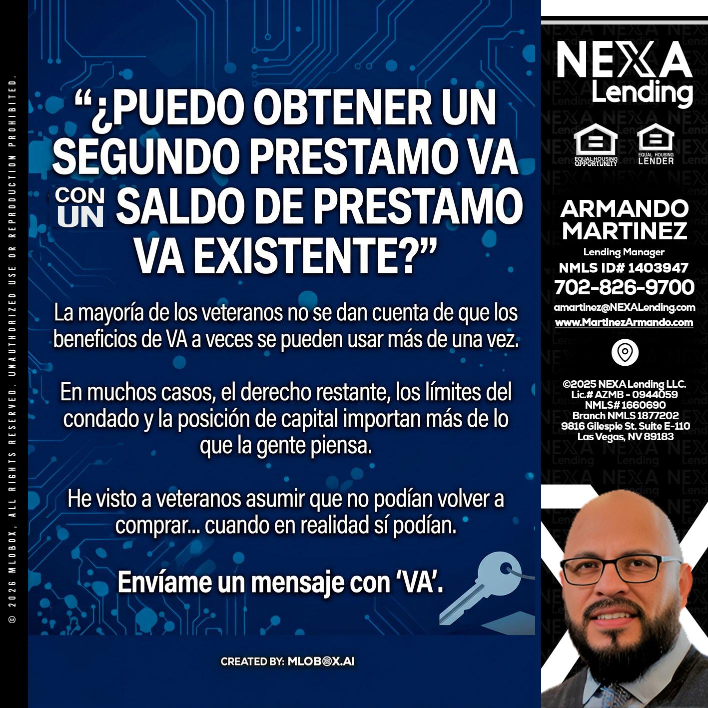 PUEDO OBTENER UN PRESTAMO VA - Armando Martinez -Mortgage Loan Originator