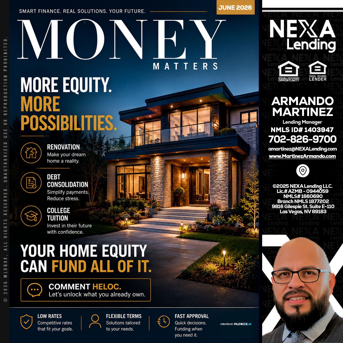 MONEY MATTERS - Armando Martinez -Mortgage Loan Originator